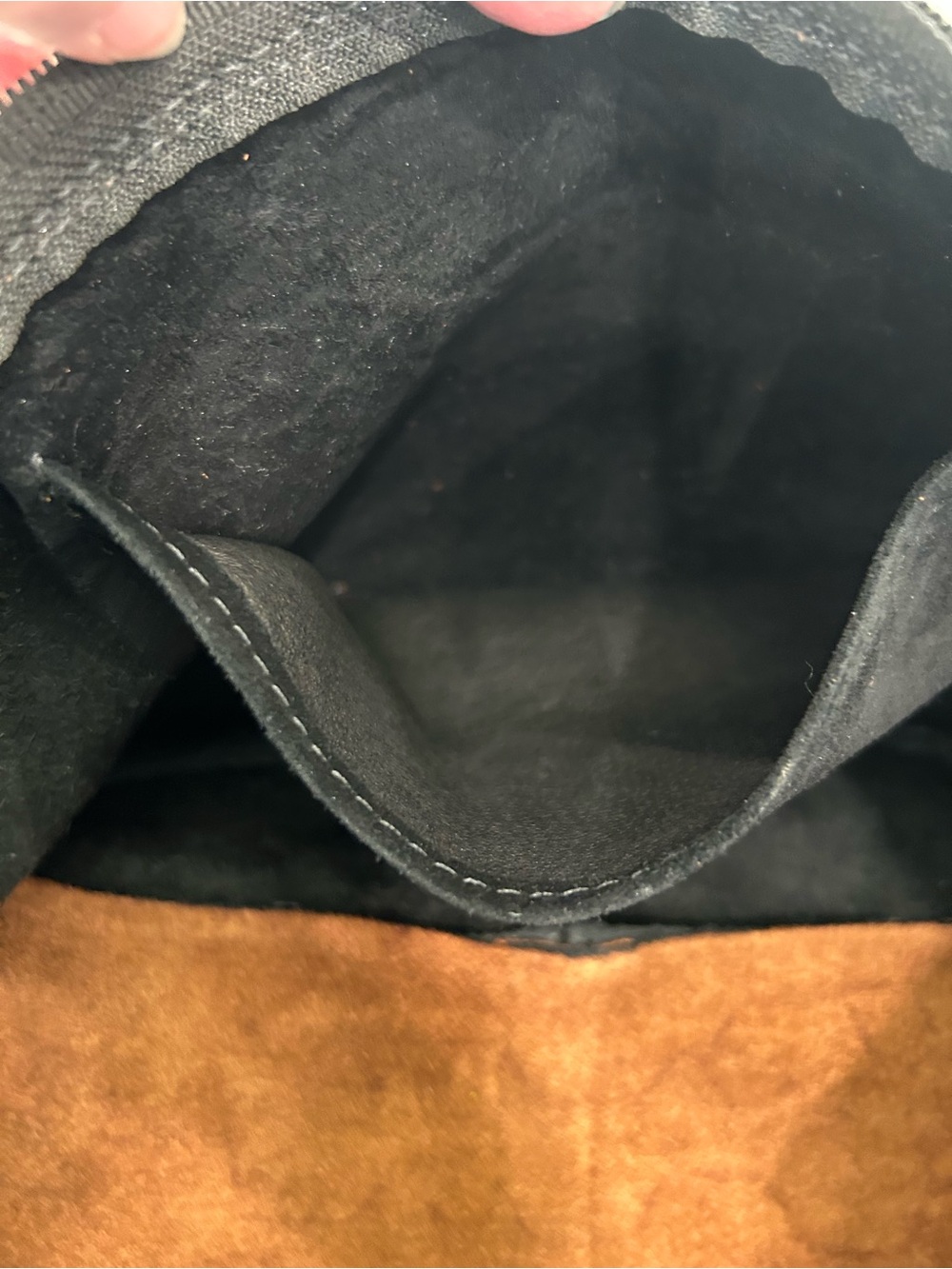 Two-Tone Handmade Leather Shoulder Bag with Copper Dragonfly Detail - Picture 13 of 16